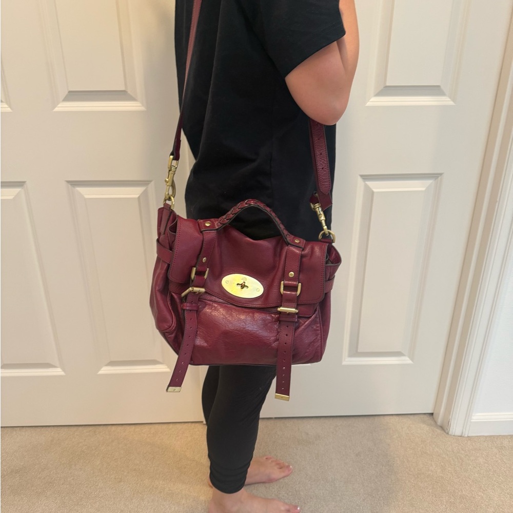 Authentic Mulberry Burgundy Leather Shoulder Bag